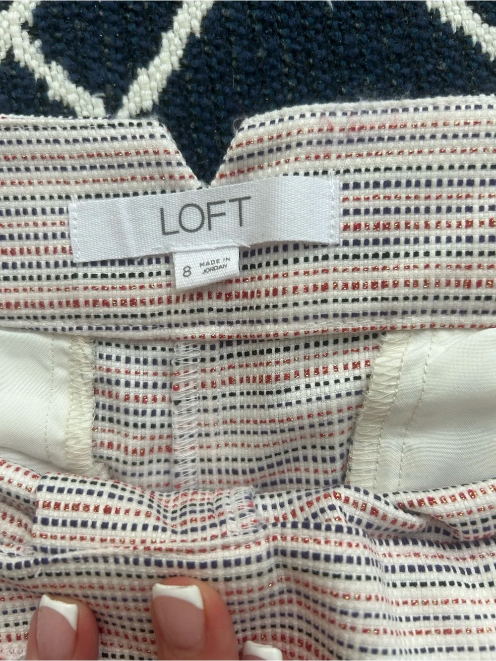 LOFT Orangr and White Striped High-Waist Women’s Shorts size 8